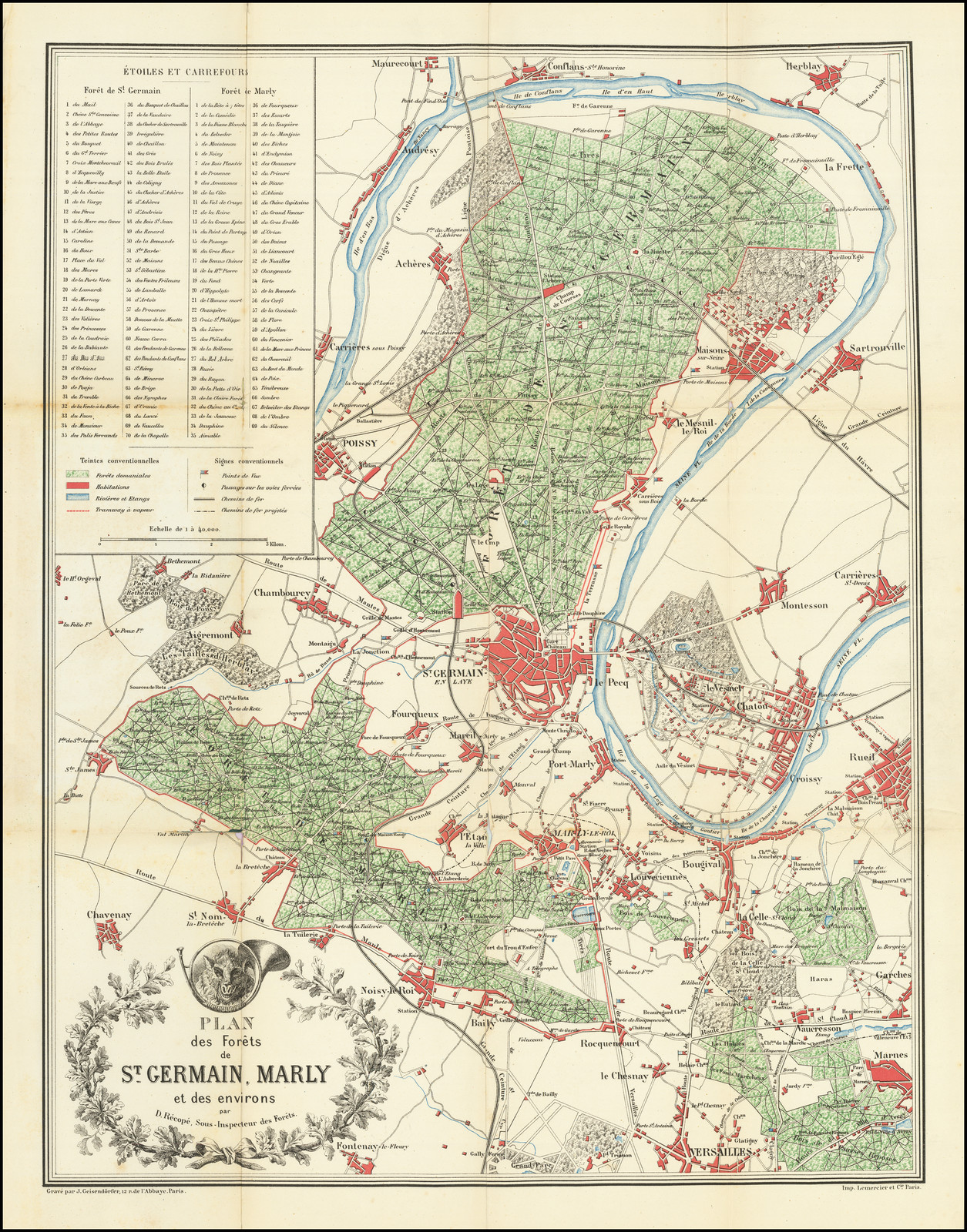 Plan des Forts de St. Germain, Marly et des environs par D. Recope, Sous-Inspecteur des Forets.