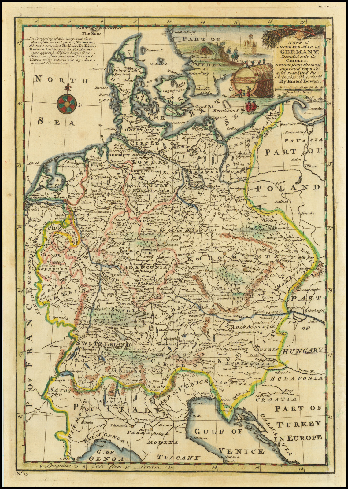 A New & Accurate Map of Germany, Divided into its Circles. Drawn from the most approv'd Maps et&c.