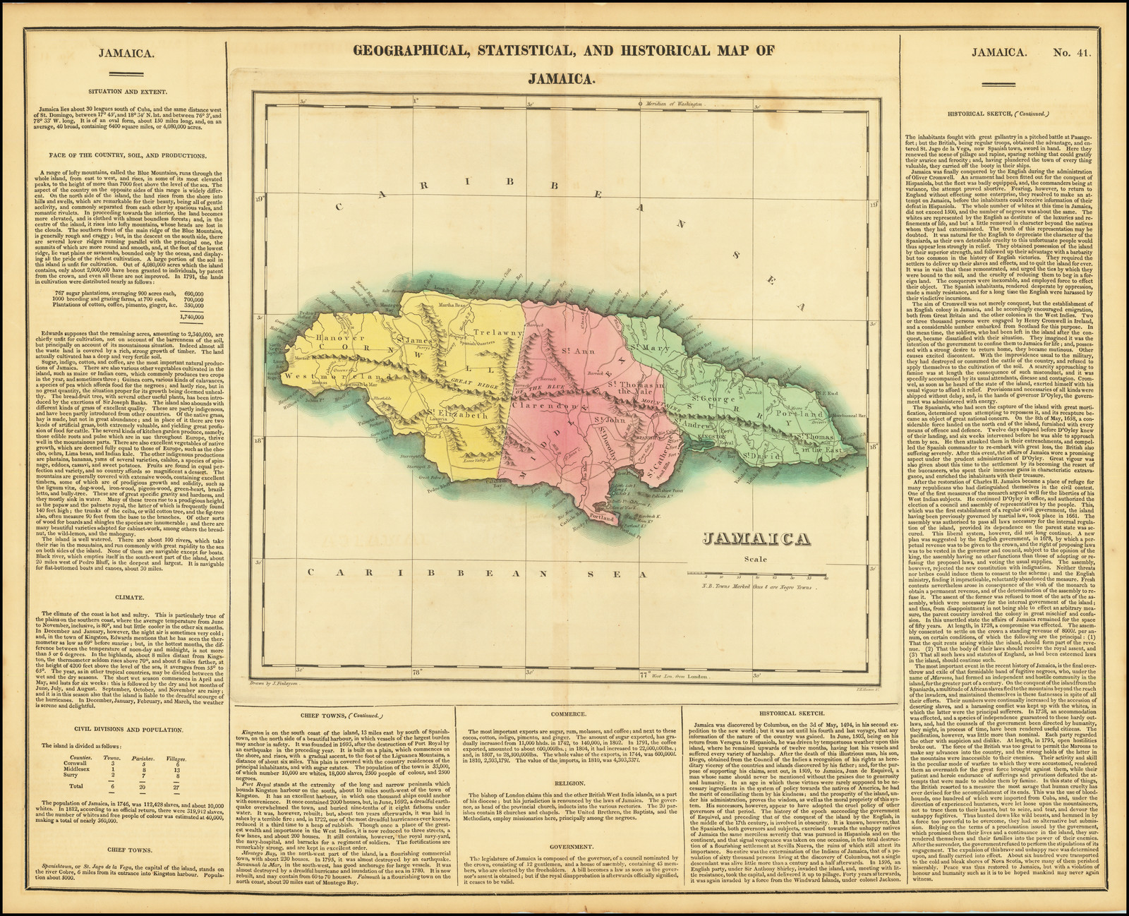Geographical, Statistical and Historical Map of Jamaica