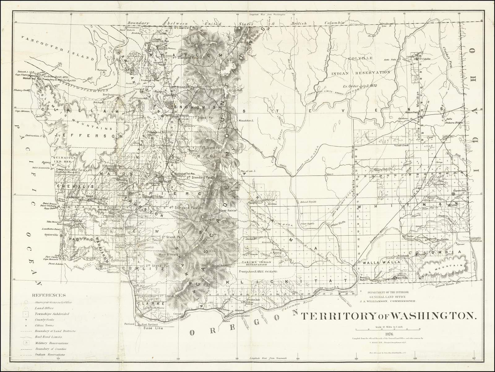 Territory of Washington . . . 1876 - Barry Lawrence Ruderman Antique Maps  Inc.