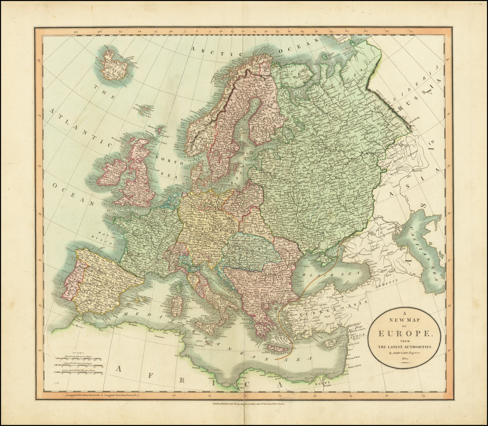 A New Map of Europe, from the Latest Authorities . . . 1804 - Barry ...