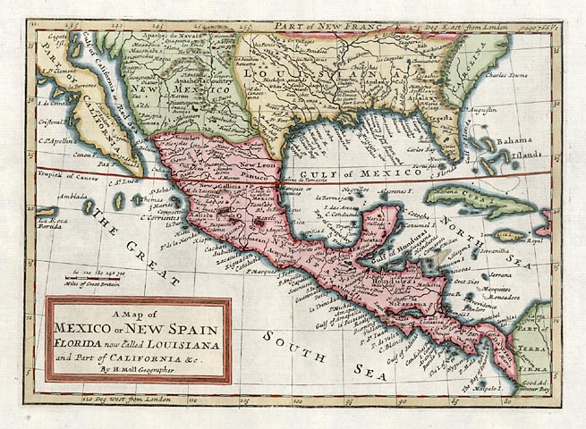 A Map of Mexico or New Spain, Florida now called Louisiana and Part of ...