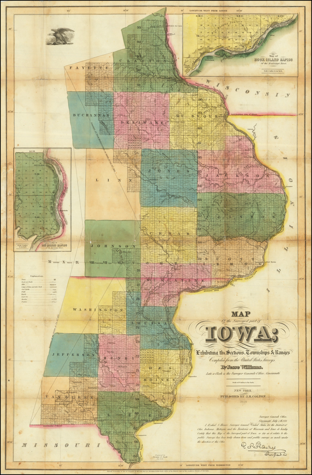 Map of the Surveyed Part of Iowa Exhibiting the Sections, Townships