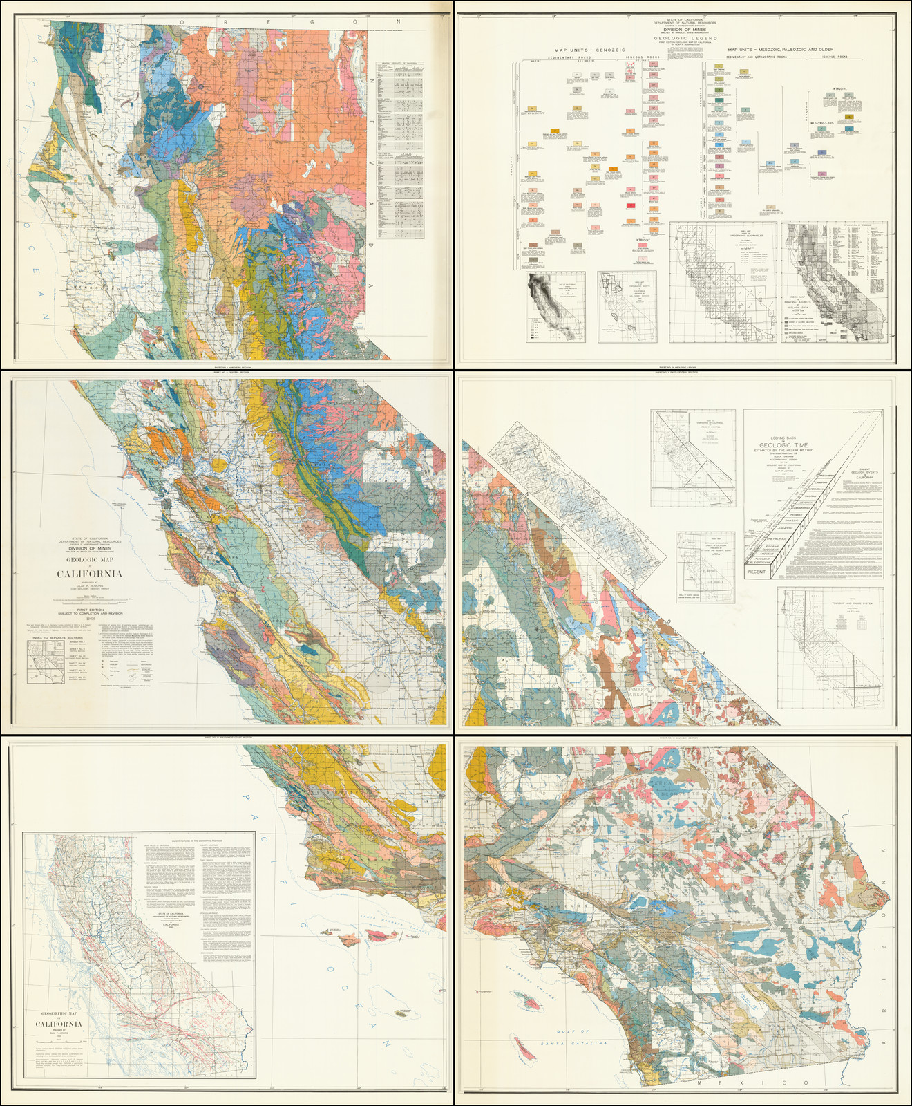 Geologic Map Of California Prepared By Olaf P Jenkins Chief Geologist Geologic Branch Barry 0168