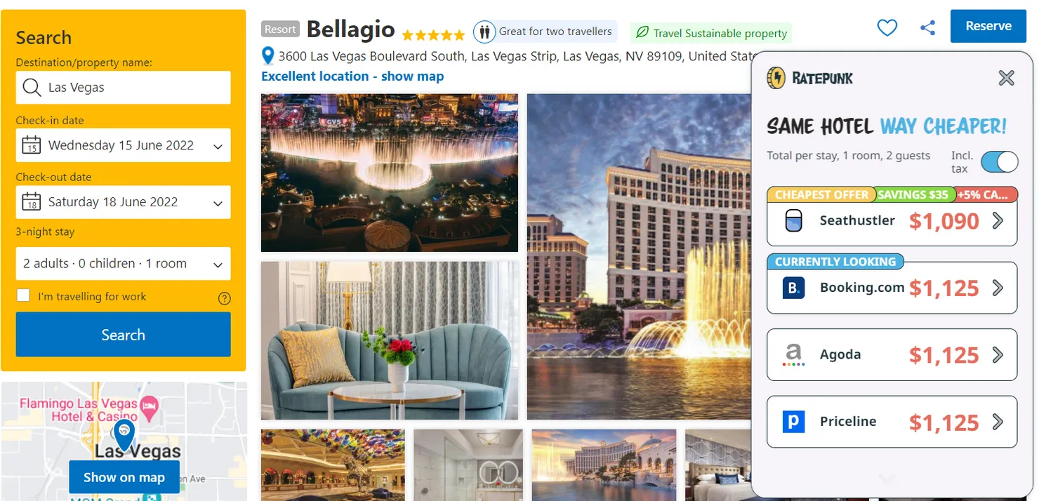Hotel deal for Bellagio in Las Vegas, USA