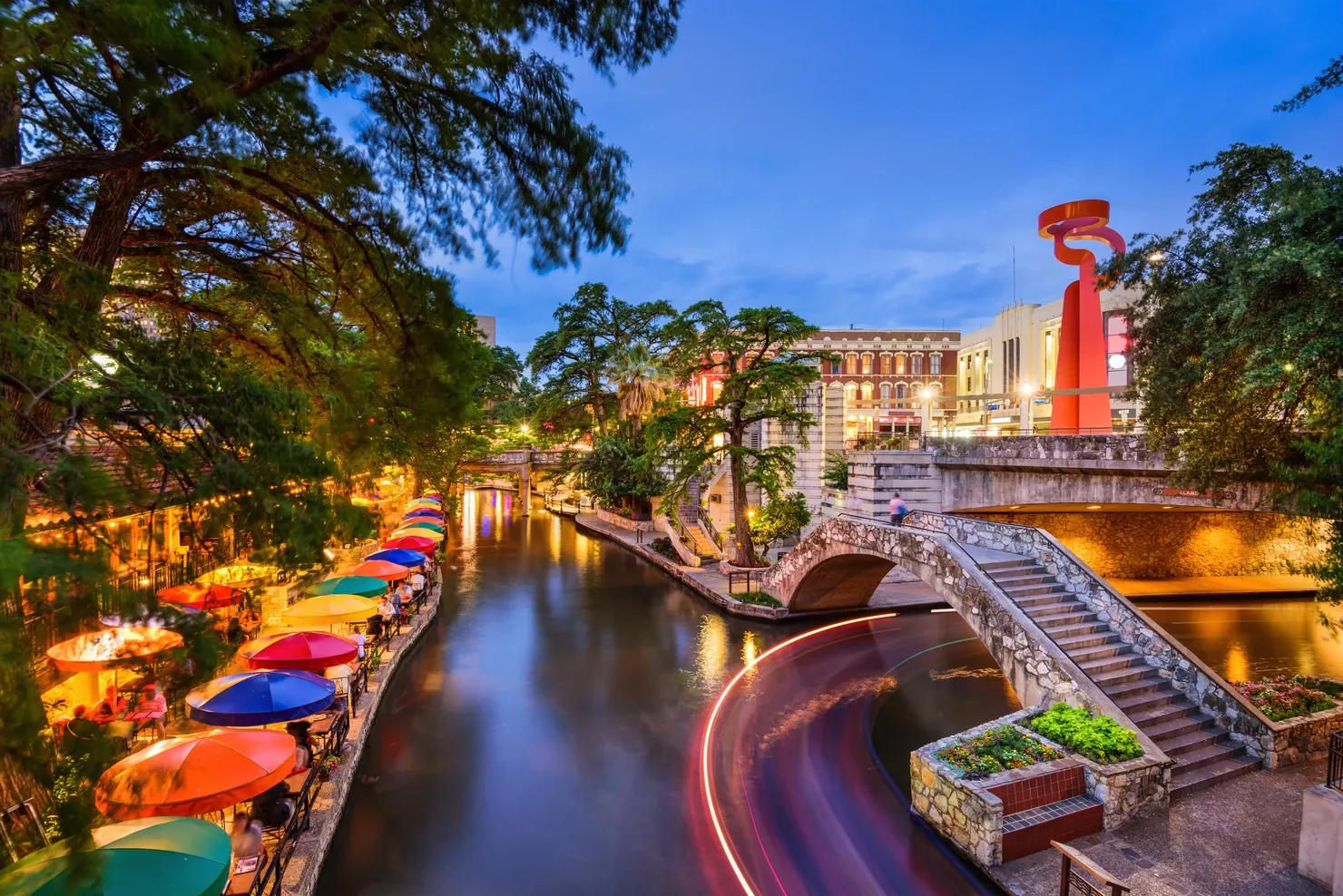 San Antonio cityscape at the River Walk, Texas, USA