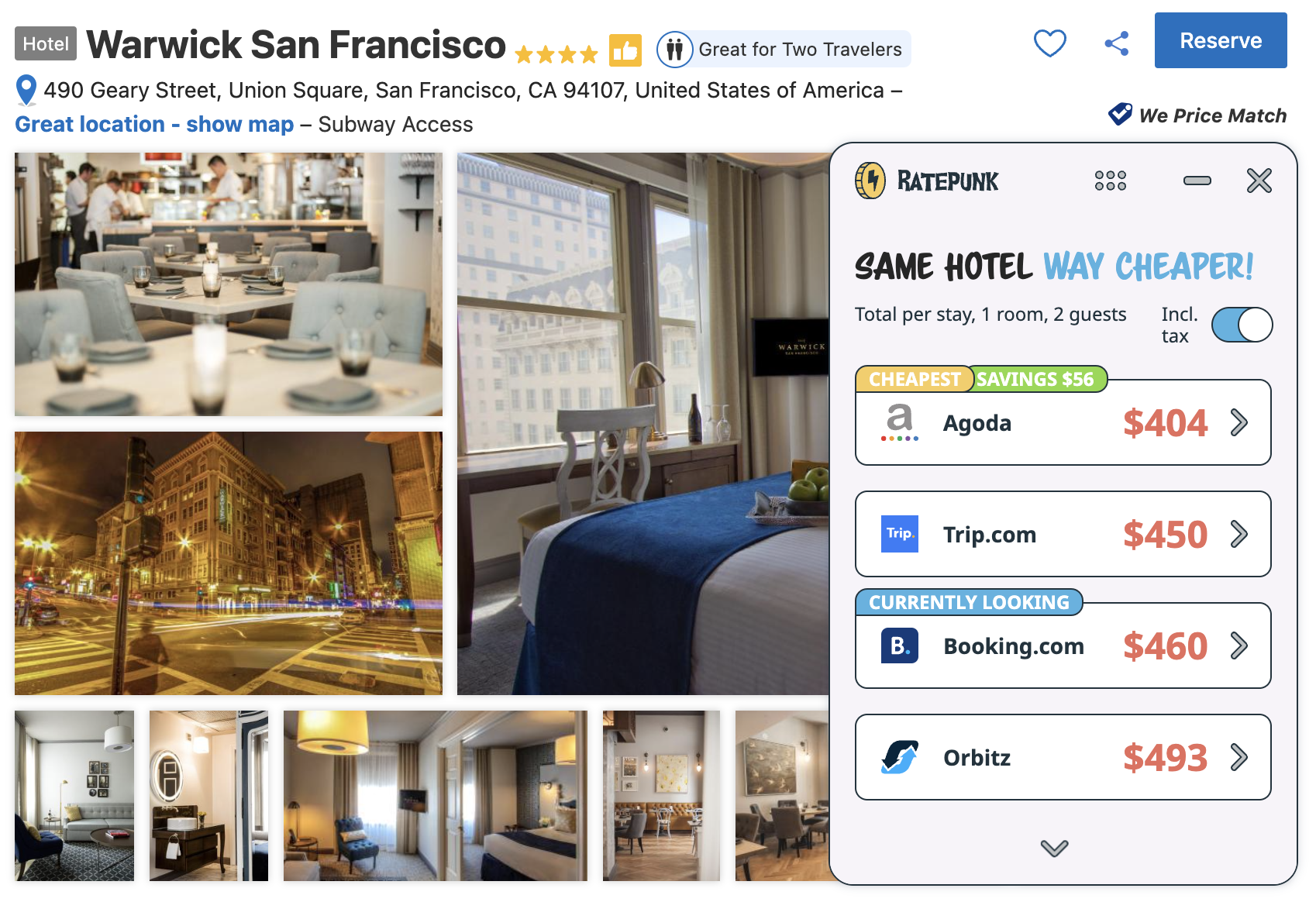 Hotel deal for Warwick San Francisco in San Francisco, USA