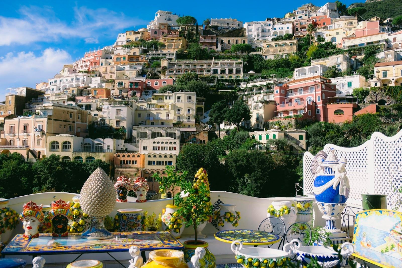 A view of a city from a terrace