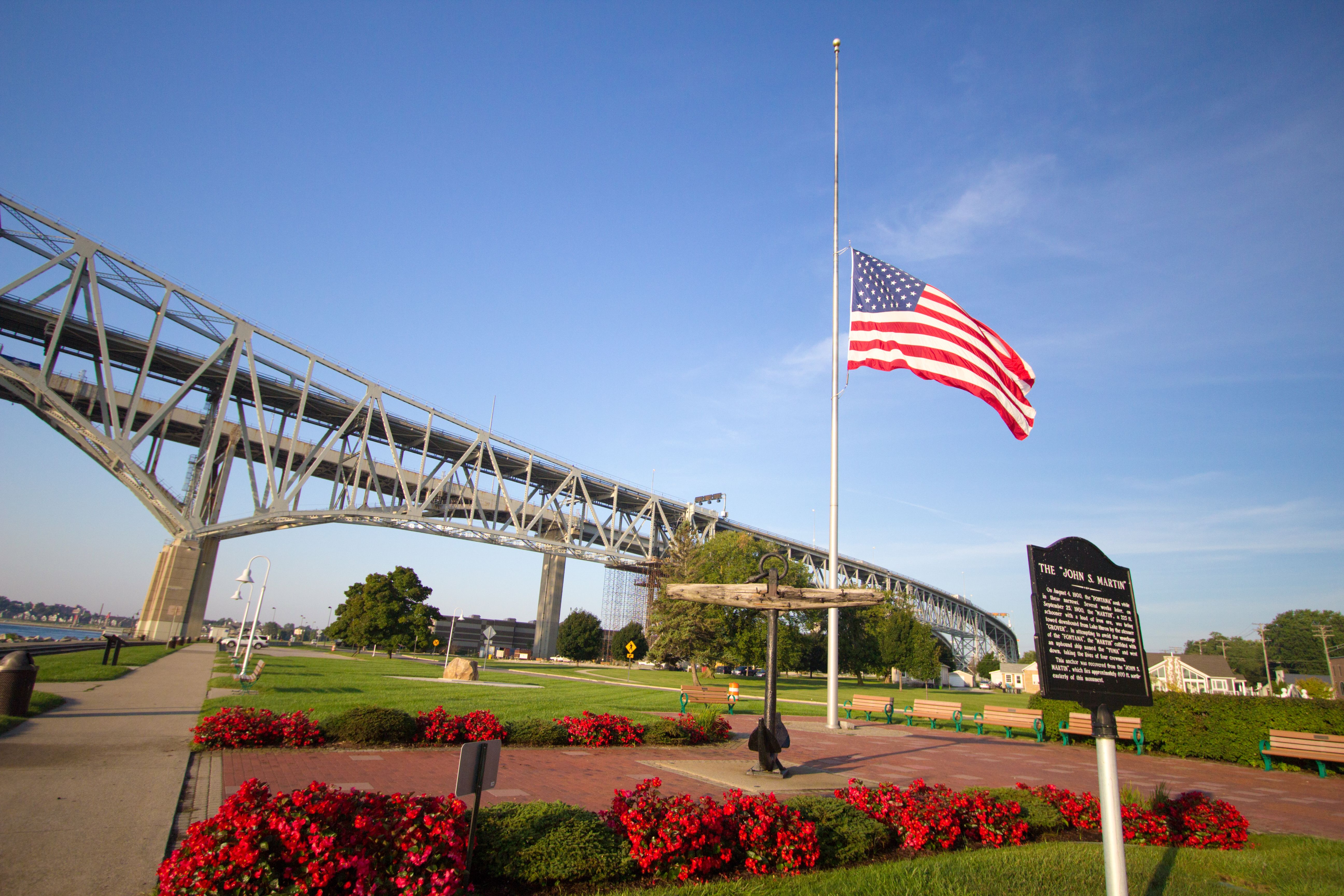 memorial of john s. martin with the twin span bridge