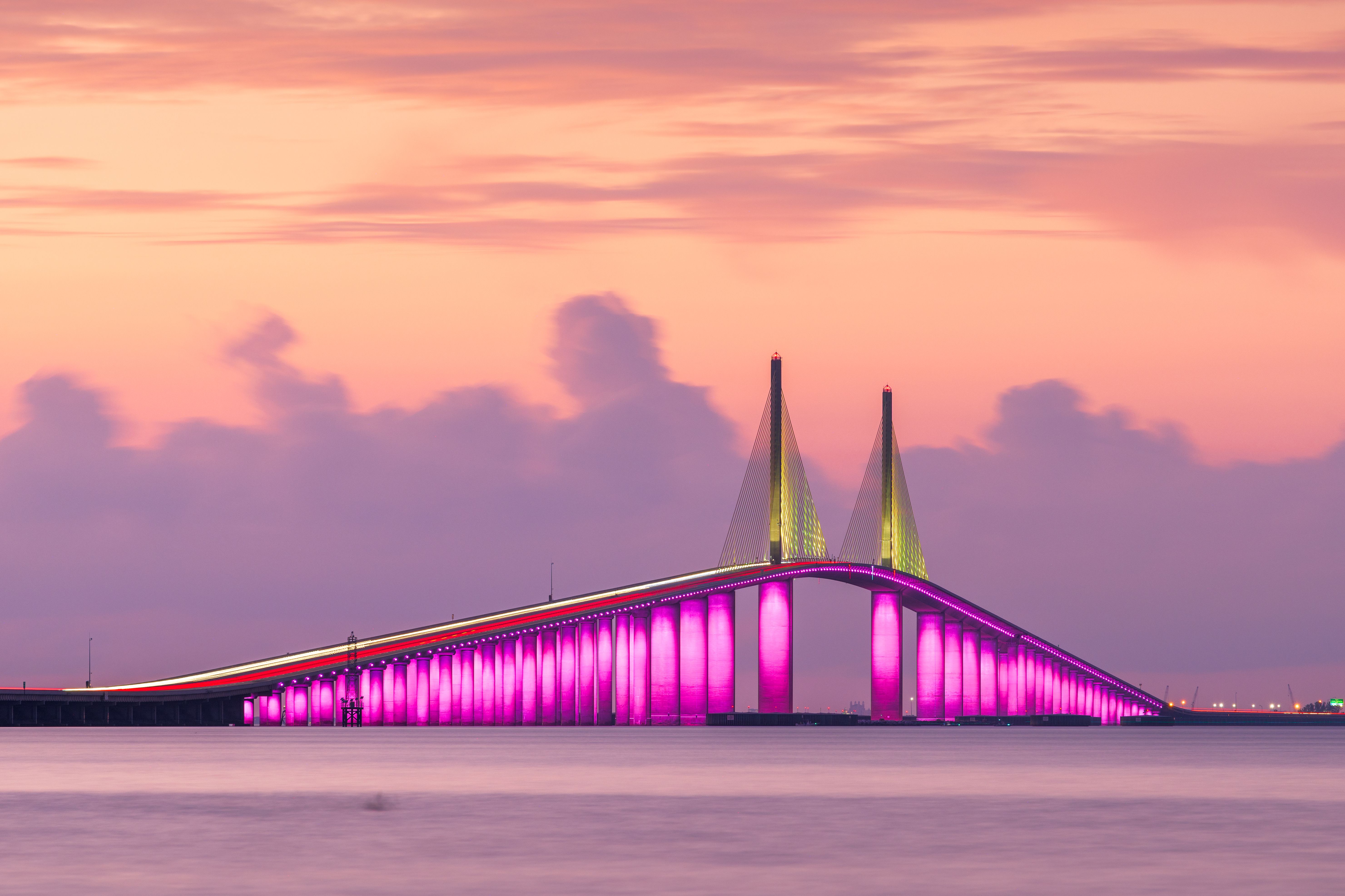 Sunshine Skyway Bridge at sunset