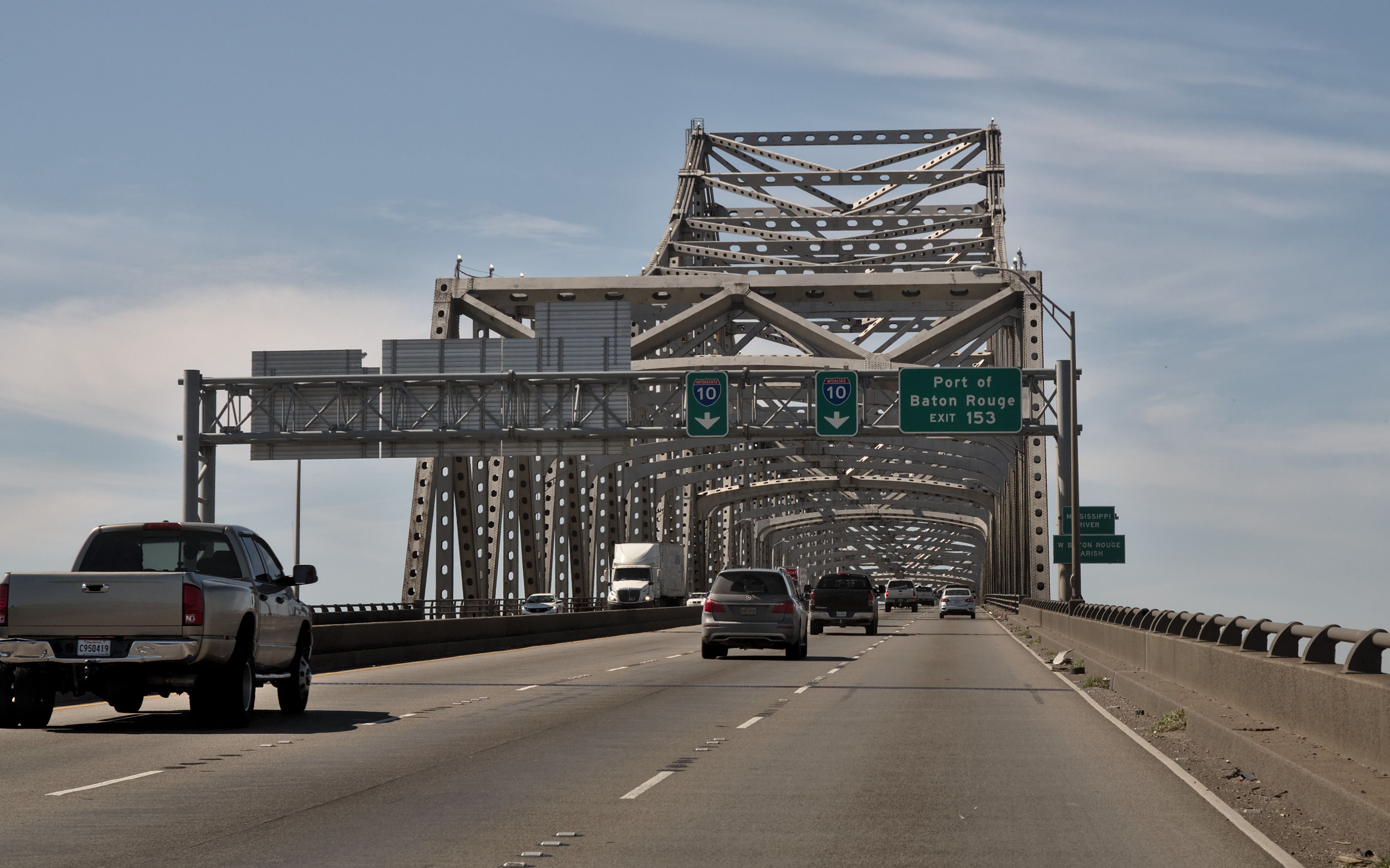 Louisiana Highway 1 Bridge with a few cars