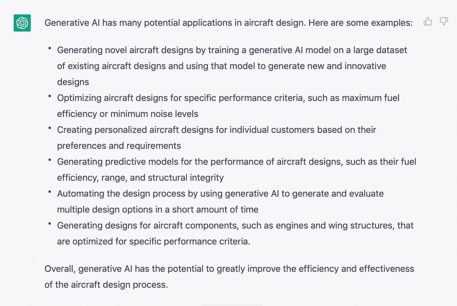 What are the applications of Generative AI in aircraft design?