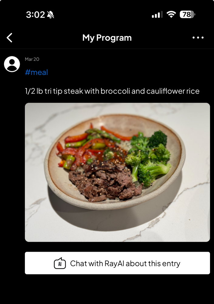 meal check in screenshot