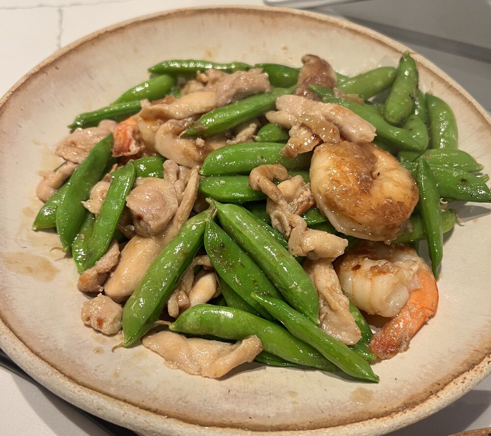 Asian snap peas and shrimp
