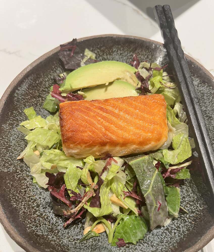 Salmon with asian salad