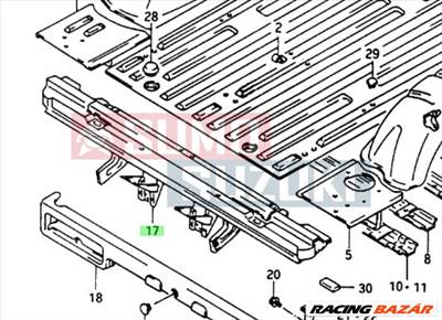 Suzuki Samurai SJ410-SJ413 Lökhárító tartó hátsó 62500-80310