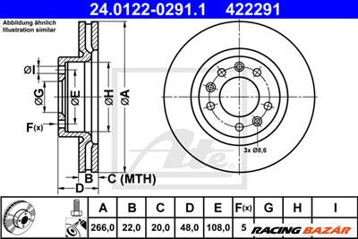 ATE 24.0122-0291.1 - féktárcsa PEUGEOT