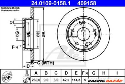 ATE 24.0109-0158.1 - féktárcsa HONDA