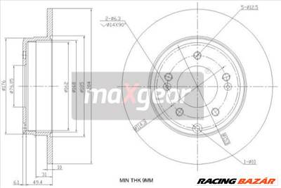 MAXGEAR 19-2382 - féktárcsa HYUNDAI KIA