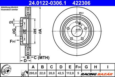 ATE 24.0122-0306.1 - féktárcsa MERCEDES-BENZ