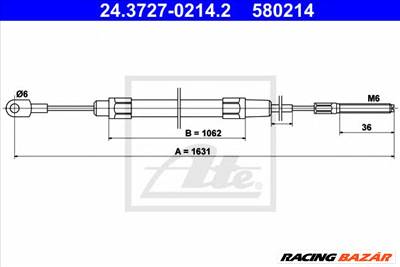 ATE 24.3727-0214.2 - Kézifék bowden BMW