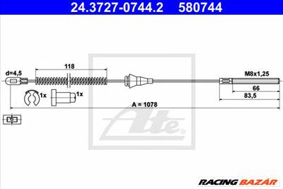 ATE 24.3727-0744.2 - Kézifék bowden CHEVROLET OPEL VAUXHALL