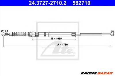 ATE 24.3727-2710.2 - Kézifék bowden SEAT SKODA