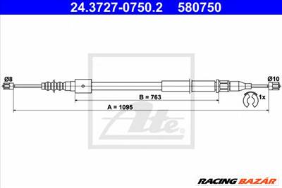 ATE 24.3727-0750.2 - Kézifék bowden OPEL VAUXHALL