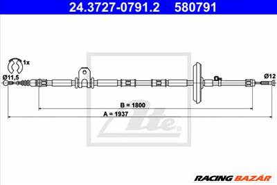 ATE 24.3727-0791.2 - Kézifék bowden OPEL VAUXHALL