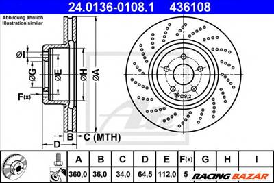 ATE 24.0136-0108.1 - féktárcsa MERCEDES-BENZ