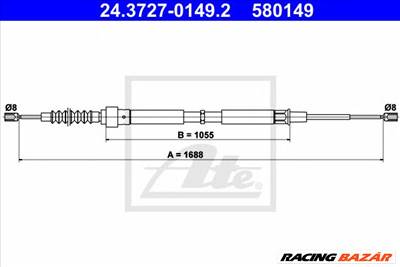 ATE 24.3727-0149.2 - Kézifék bowden AUDI SEAT SKODA VW