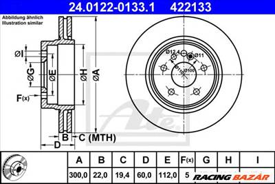 ATE 24.0122-0133.1 - féktárcsa MERCEDES-BENZ