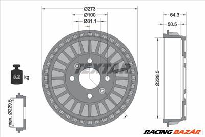 TEXTAR 94046100 - fékdob RENAULT SMART