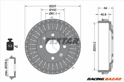 TEXTAR 94046200 - fékdob RENAULT SMART