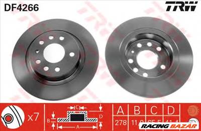 TRW DF4266 - féktárcsa CADILLAC CHEVROLET FIAT OPEL SAAB VAUXHALL