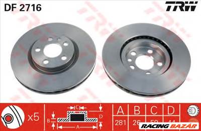 TRW DF2716 - féktárcsa CITROËN FIAT LANCIA PEUGEOT