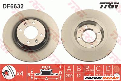 TRW DF6632 - féktárcsa CITROËN DS PEUGEOT