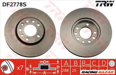 TRW DF2778S - féktárcsa CHEVROLET HOLDEN LOTUS OPEL SAAB VAUXHALL