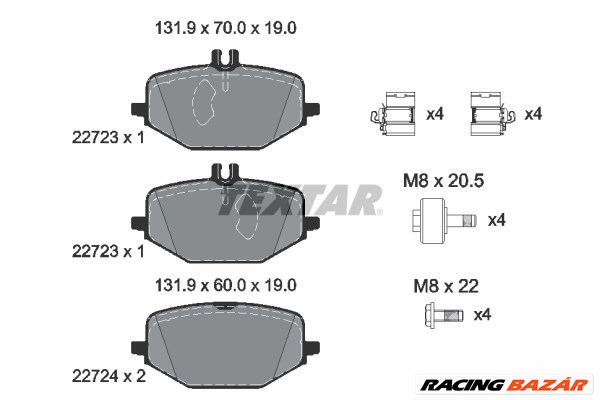 TEXTAR 2272301 - fékbetétkészlet, tárcsafék MERCEDES-BENZ 1. kép