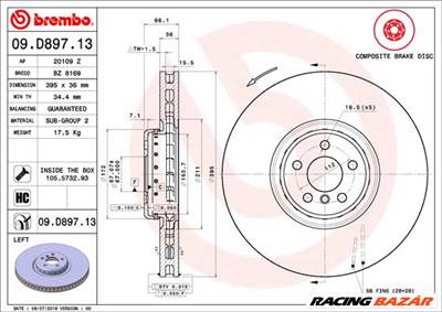 BREMBO 09.D897.13 - féktárcsa BMW ROLLS-ROYCE