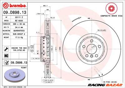 BREMBO 09.D898.13 - féktárcsa BMW ROLLS-ROYCE