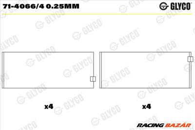 GLYCO 71-4066/4 0.25mm - hajtókar csapágy CITROËN FIAT FORD FORD AUSTRALIA FORD USA JAGUAR LAND ROVE