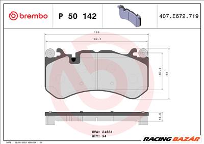 BREMBO P 50 142 - fékbetétkészlet, tárcsafék BRABUS MERCEDES-BENZ PUCH