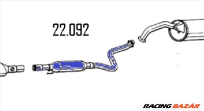 Toyota Yaris kipufogó dob középső 1.3 16v 2002.12-ig 63 kw (22092)