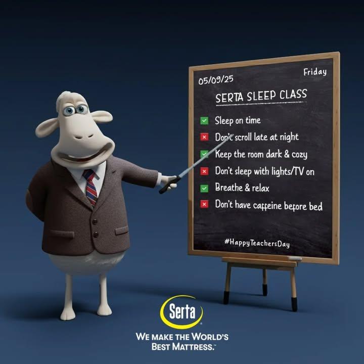 Teacher comes in many forms… 
Like our Mr. Serta Sheep, always teaching us the art of better sleep.✍️✨

#sertamattress #sertasleep #sertasheep #happyteachersday❤️ #teachersday #happyteachersday ##ThankYouTeacher #TeachersDay2025 #SertaIndia #SleepWithSerta #ComfortRedefined 
#LessonsOfLife #TeacherTaughtUs #GratefulAlways #ComfortOfLearning #sleepbetterlivebetter
