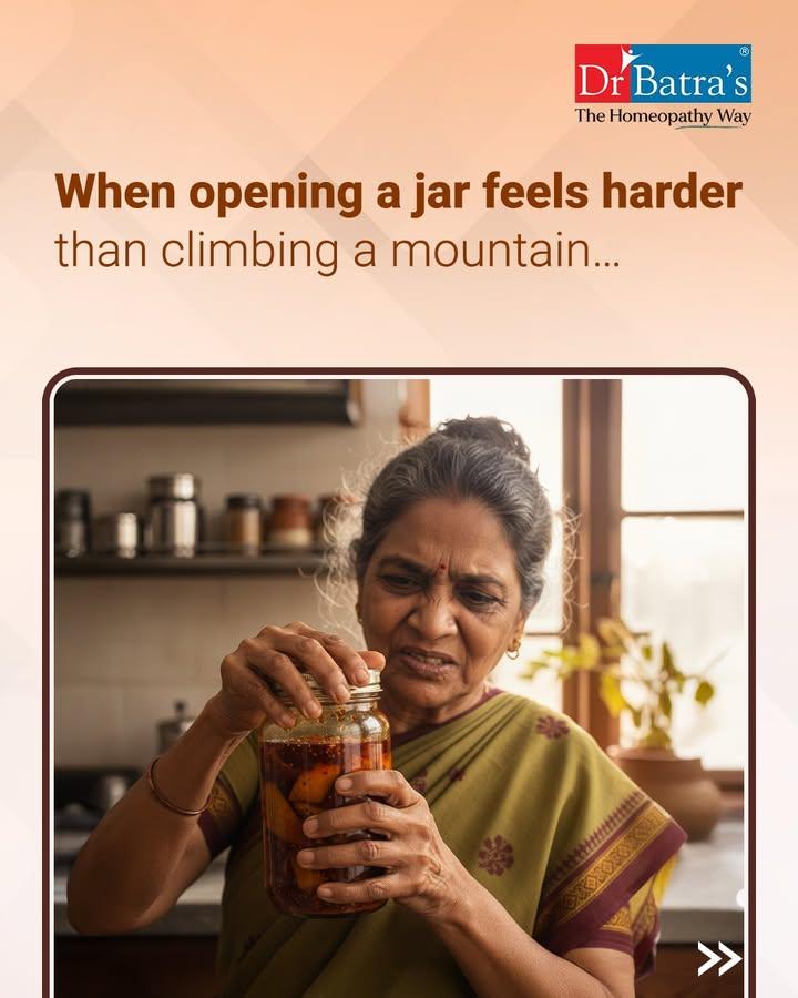 When everyday moments start feeling like a struggle — opening a jar, climbing stairs, or simply holding the hand of someone you love — it’s more than just “joint pain.”
It could be arthritis.

This World Arthritis Day, let’s remember: early awareness and gentle, consistent care can help bring strength and mobility back to life’s simplest joys. 💛

At Dr Batra’s®, our holistic homeopathic treatment helps manage arthritis naturally — easing pain, improving flexibility, and supporting overall well-being, without side effects.

Because every smile, every step, every embrace deserves to be pain-free. 🌿

📞 Book your consultation: +91 91671 91671
🌐 Visit: www.drbatras.com


.
.
#DrBatras #DrBatrasHealthCare #DrBatrasCare #HealingWithTrust #WorldArthritisDay #HealingWithCare #Health #ActsOfCare #Topical #AbJeetoJaddSe #HomeopathyHealing #Promise #Wishing #TheHomeopathyWay #Celebrating #Kindness #Peace #Healing #Arthritis #JointPainRelief #HomeopathyHealing #PainFreeLiving
