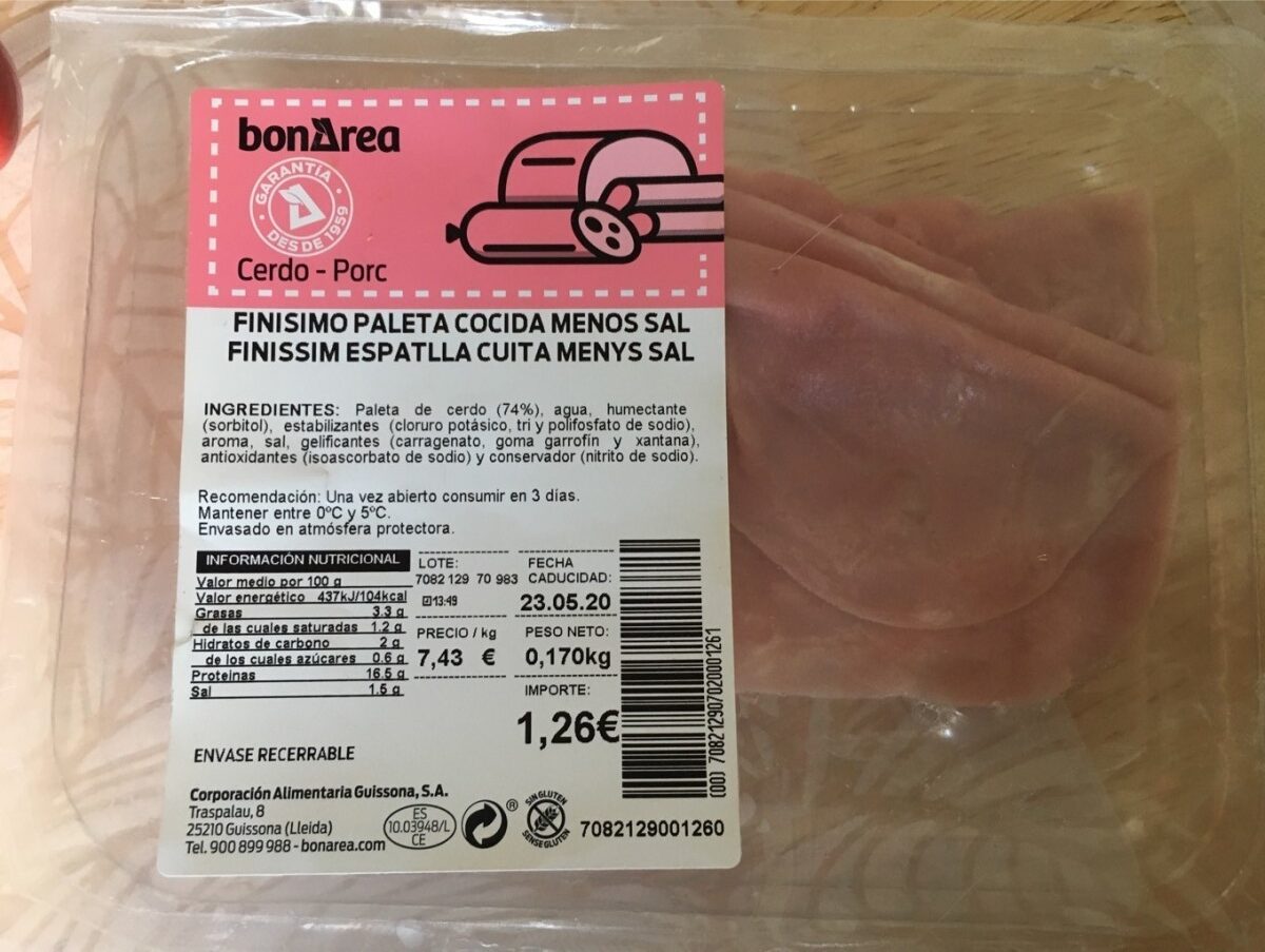 Finísimo Paleta Cocida Menos Sal