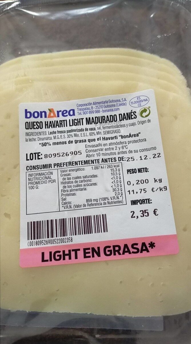 Queso Havarti Light Madurado Danés
