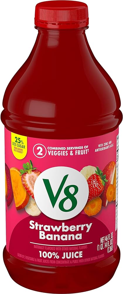 V8 Strawberry Banana. 100% Juice