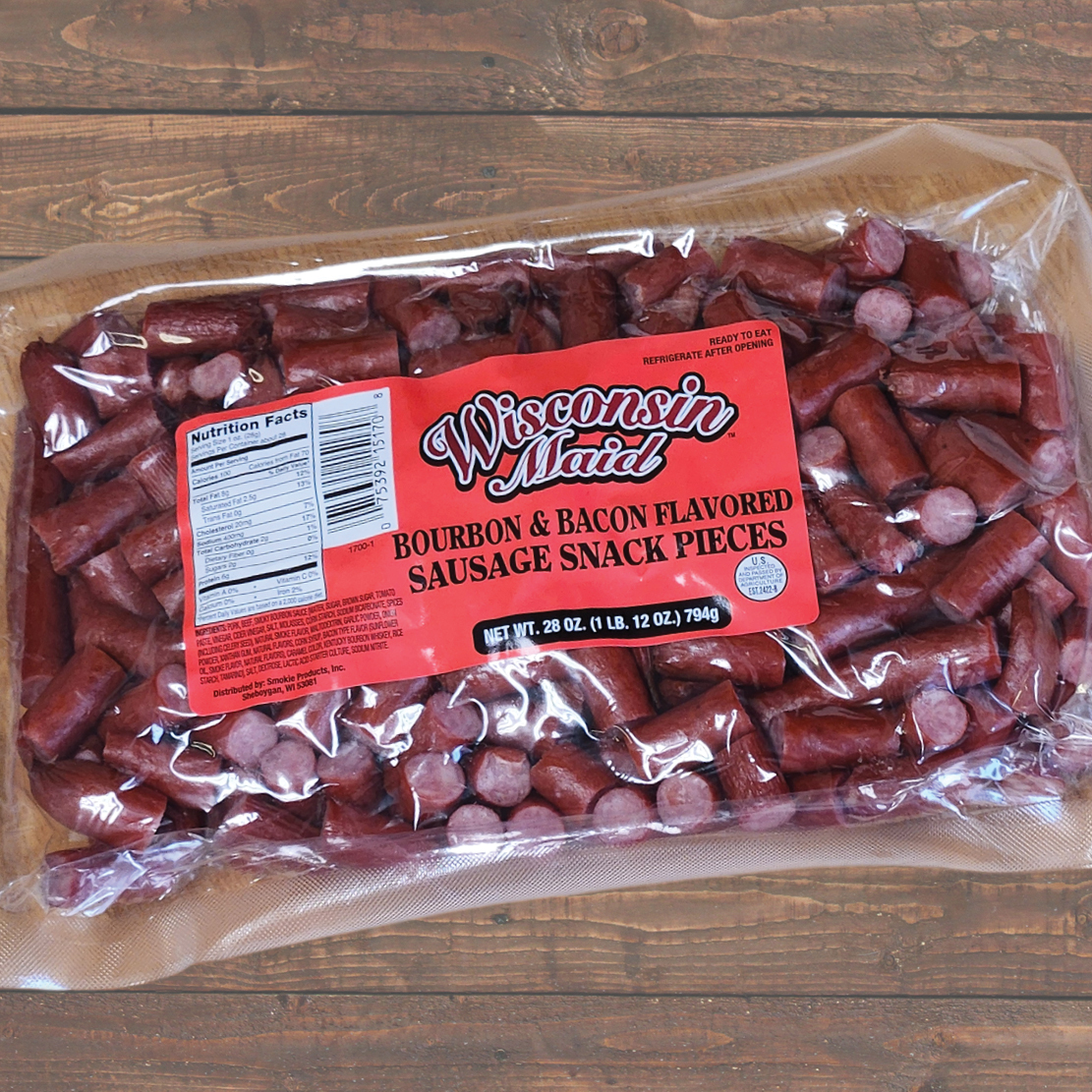 Bourbon And Bacon Flavored Sausage Snack Pieces